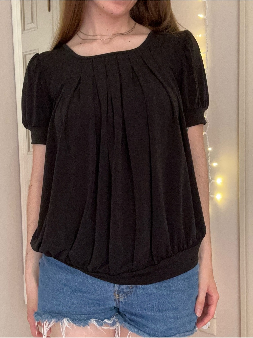Worthington Black Pleated Blouse